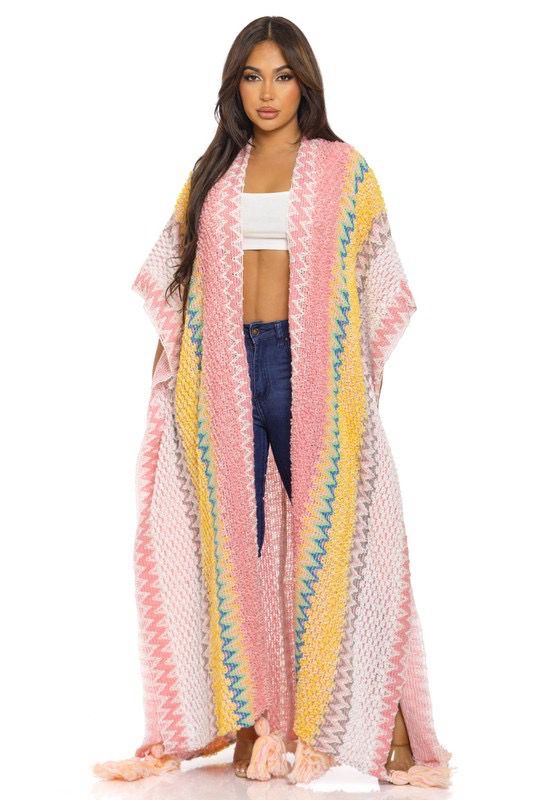 Boho Bliss Chevron Knit Duster